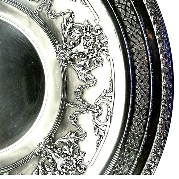 International Silver Company Ornate Floral Filigree Round 12" Serving Tray-Nice - Picture 5 of 7